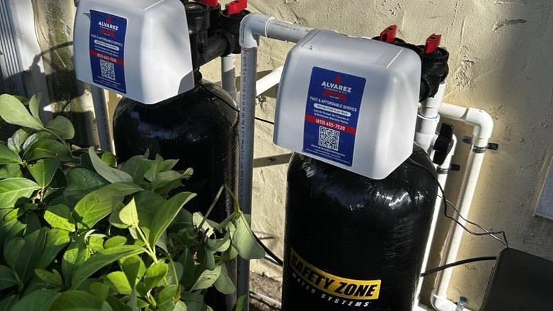 Water softener system installed by Alvarez Plumbing & AC