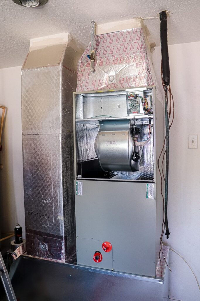 New Trane air handler being installed in a Tampa home by Alvarez Plumbing & AC